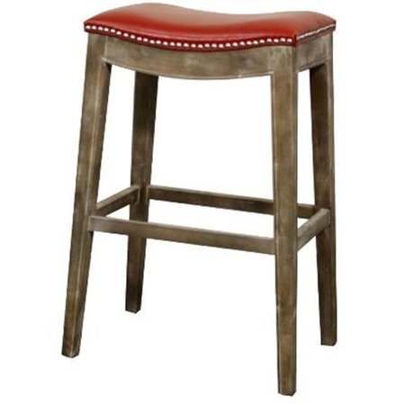 NEW PACIFIC DIRECT New Pacific Direct 198631B-67 Elmo Bonded Leather Bar Stool Mystique Gray Frame; Red 198631B-67